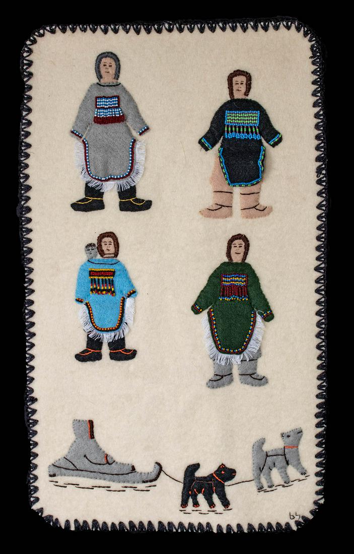 20th C. Inuit / Aleut Beaded Wool Wall Hanging (1 of 5)