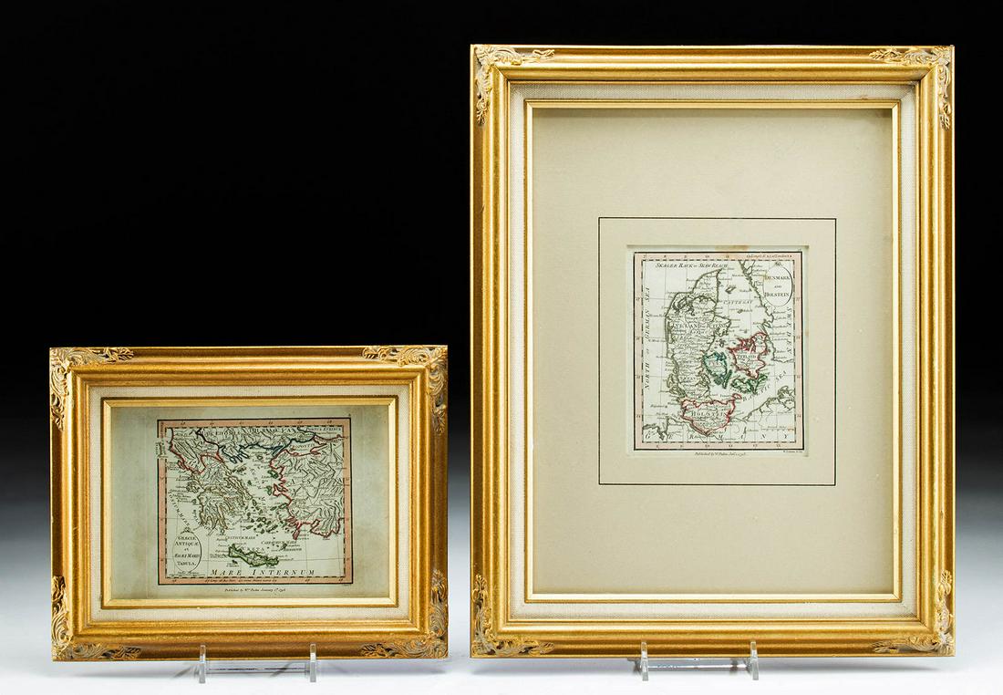 2 Framed 18th C. Faden Maps  - Greece & Denmark (1 of 4)