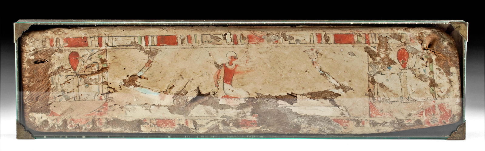 Egyptian Cedar Painted Wood Panel Boatman, ex-Quinn: ** A portion of the proceeds from the sale of this artwork will be donated to the Anthony Quinn Foundation, whose mission is to advocate for the important role arts education plays in personal develop