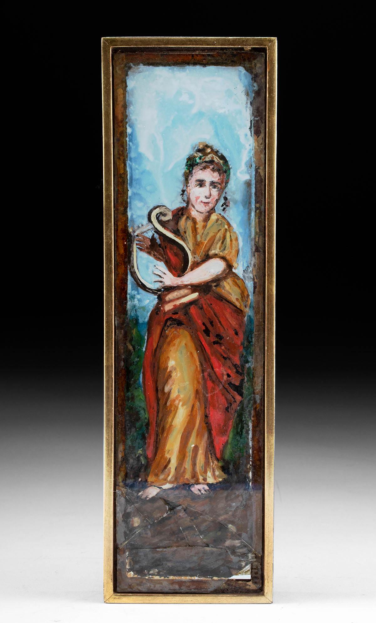 17th C. European Painted Glass Muse Erato, ex-Quinn: ** A portion of the proceeds from the sale of this artwork will be donated to the Anthony Quinn Foundation, whose mission is to advocate for the important role arts education plays in personal develop