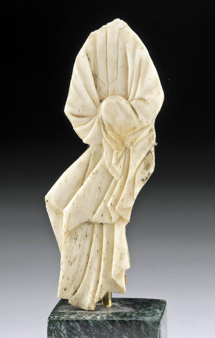 10th C. Byzantine Ivory Figure Carving ex-Anthony Quinn: ** A portion of the proceeds from the sale of this artwork will be donated to the Anthony Quinn Foundation, whose mission is to advocate for the important role arts education plays in personal develop
