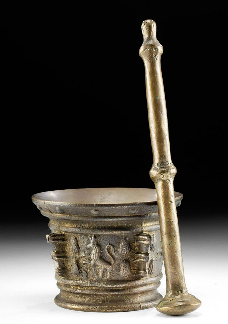 19th C. European Bronze Mortar & Pestle - ex Quinn (1 of 4)