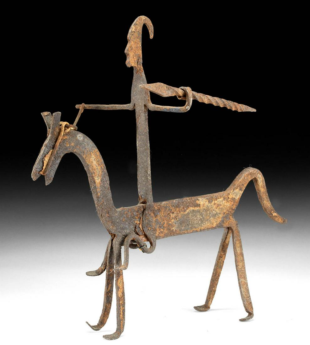 20th C. African Dogon Iron Horse Rider ex-Anthony Quinn (1 of 3)