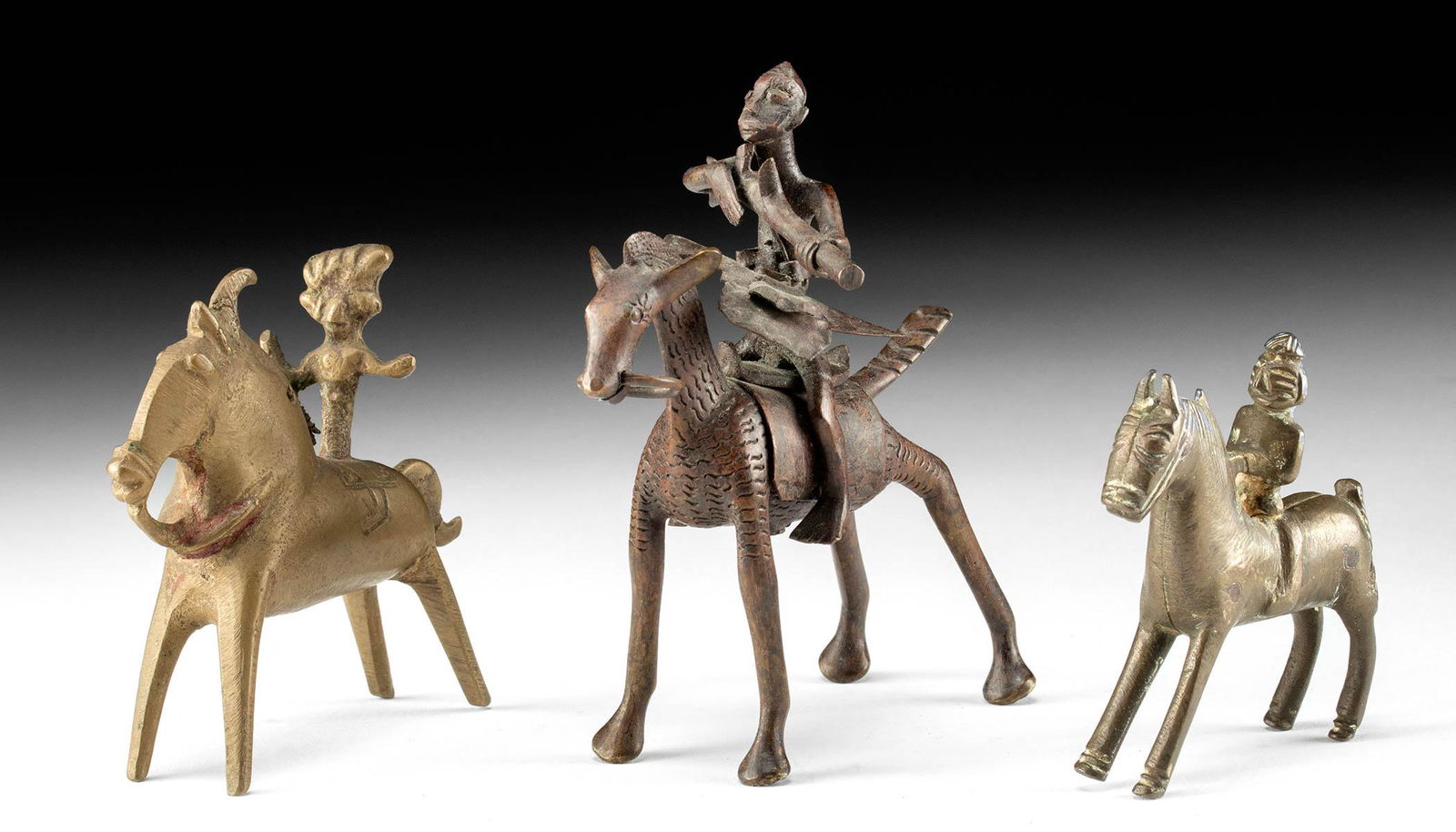 19th C. Indian & African Brass Figures ex Anthony Quinn: ** A portion of the proceeds from the sale of this artwork will be donated to the Anthony Quinn Foundation, whose mission is to advocate for the important role arts education plays in personal develop