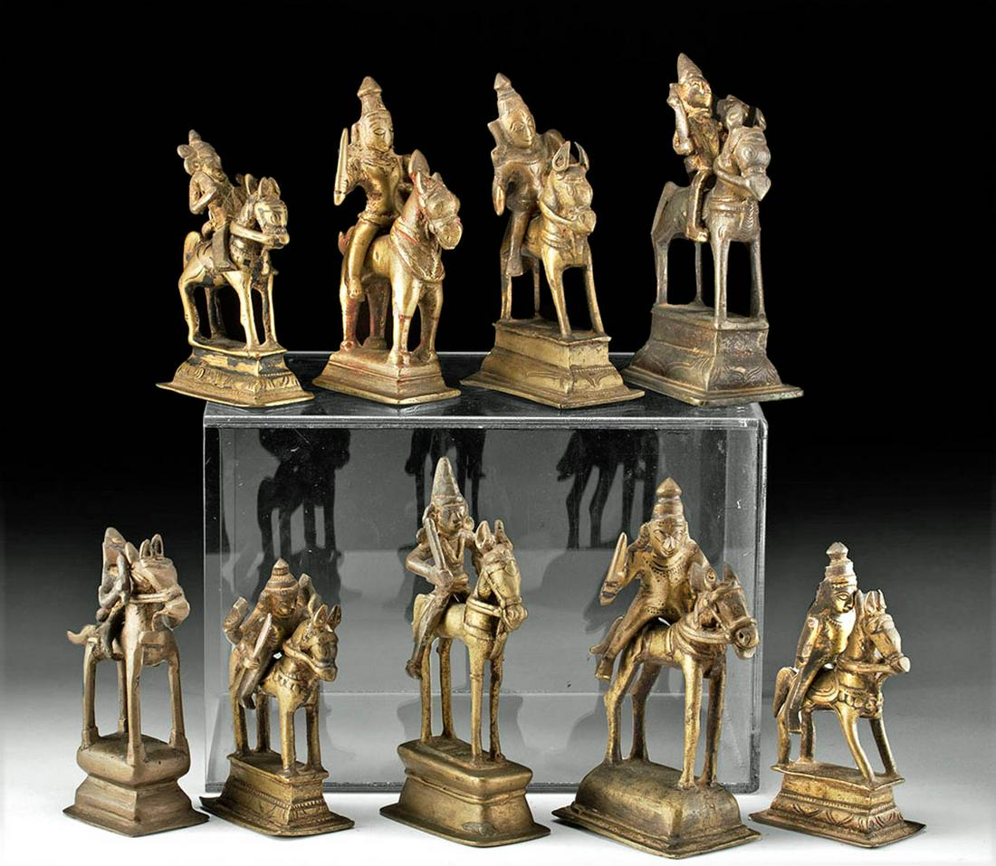 Nine 19th C. Indian Brass Horseback Riders - ex Quinn (1 of 2)