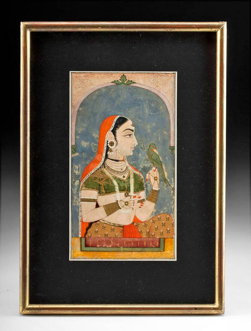19th C. Indian Mughal Painting Meenakshi, ex-Quinn (1 of 3)