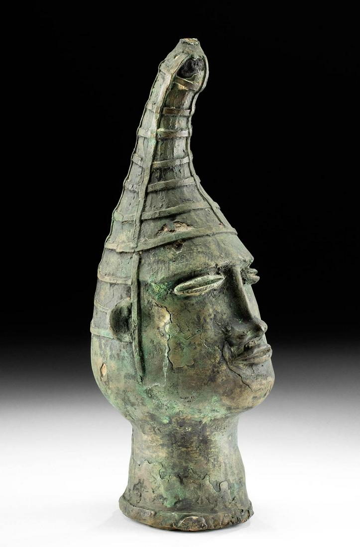 19th C. African Benin Brass Head - ex Anthony Quinn (1 of 4)