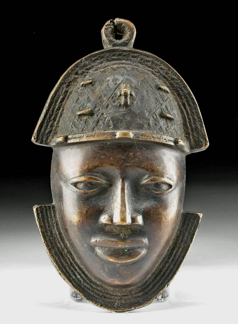 20th C. African Benin Bronze Hanging Mask - ex Quinn (1 of 3)