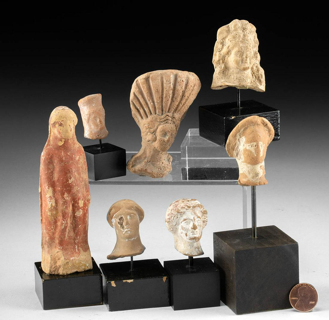 7 Greek Pottery Votives, ex-Anthony Quinn: ** A portion of the proceeds from the sale of this artwork will be donated to the Anthony Quinn Foundation, whose mission is to advocate for the important role arts education plays in personal develop