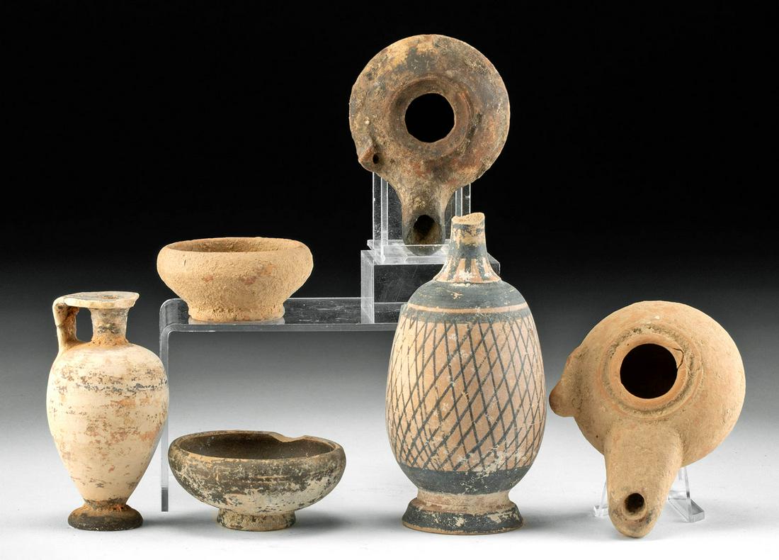 6 Greek & Roman Pottery Vessels - ex Anthony Quinn (1 of 3)