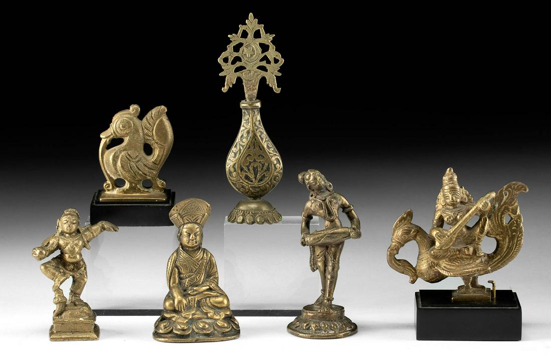Six 19th C. Burmese & Indian Brass Figures - ex Quinn (1 of 2)