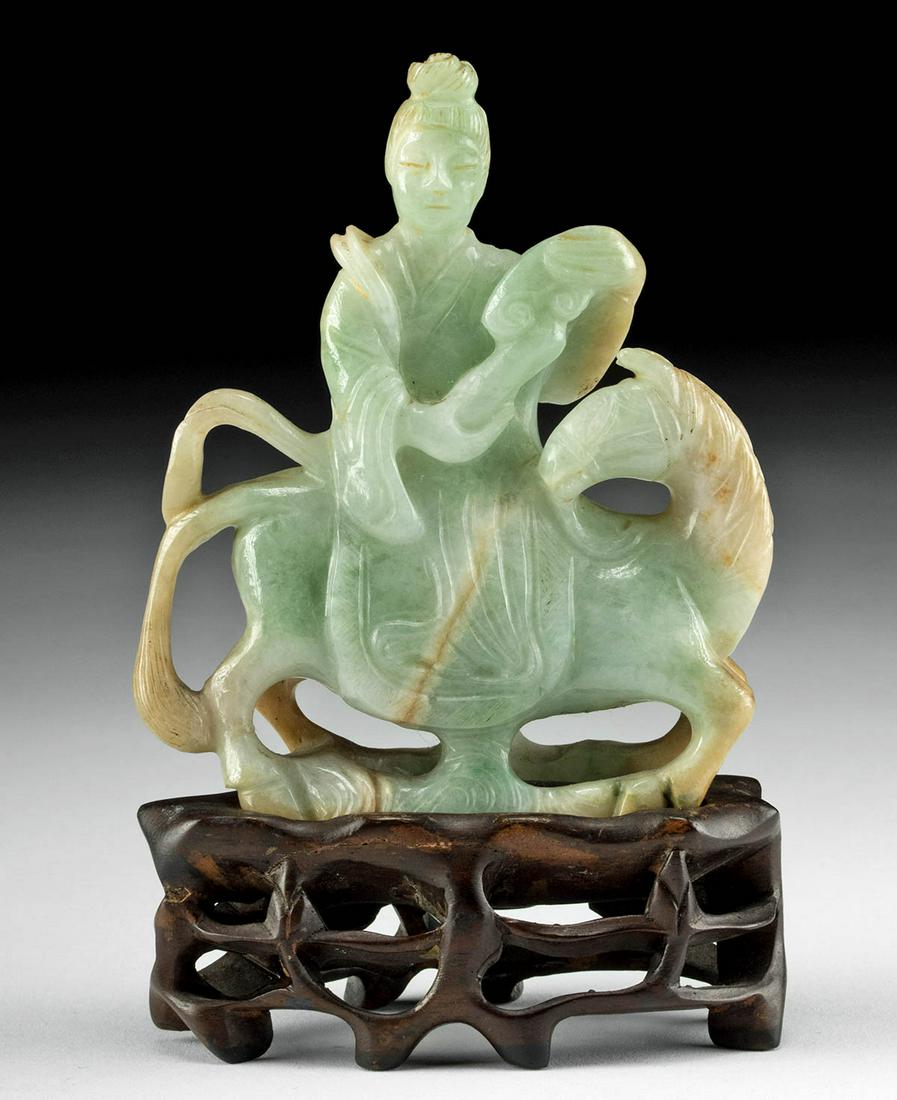 20th C. Chinese Jadeite Woman on Horse - ex Quinn (1 of 4)