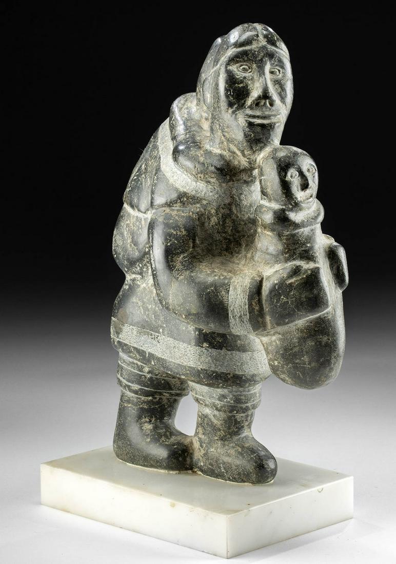 Large 20th C. Inuit Soapstone Family Carving - ex Quinn (1 of 3)