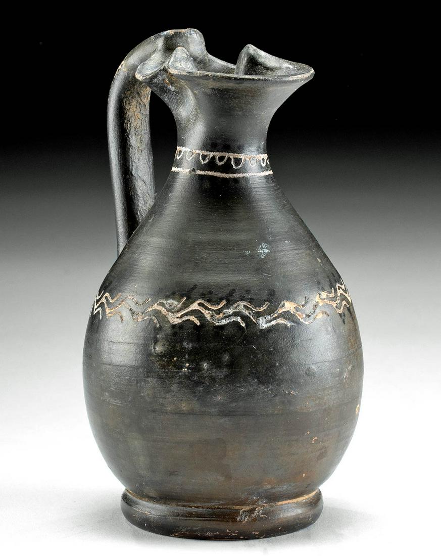 Greek Gnathian Blackware Oinochoe w/ Incised Motifs (1 of 4)