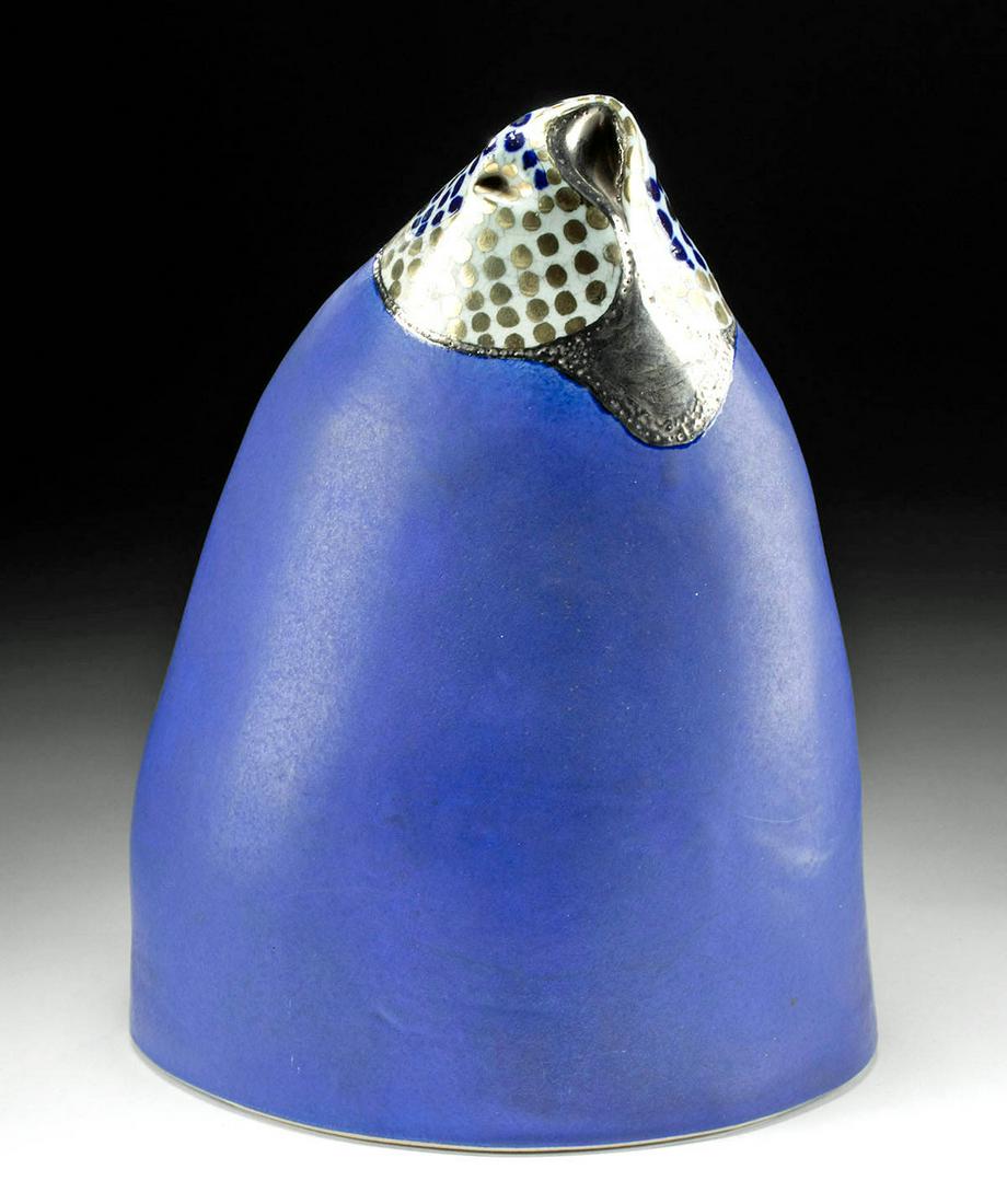 1980s Ralph Bacerra Ceramic Sculpture - Blue Form (1 of 5)