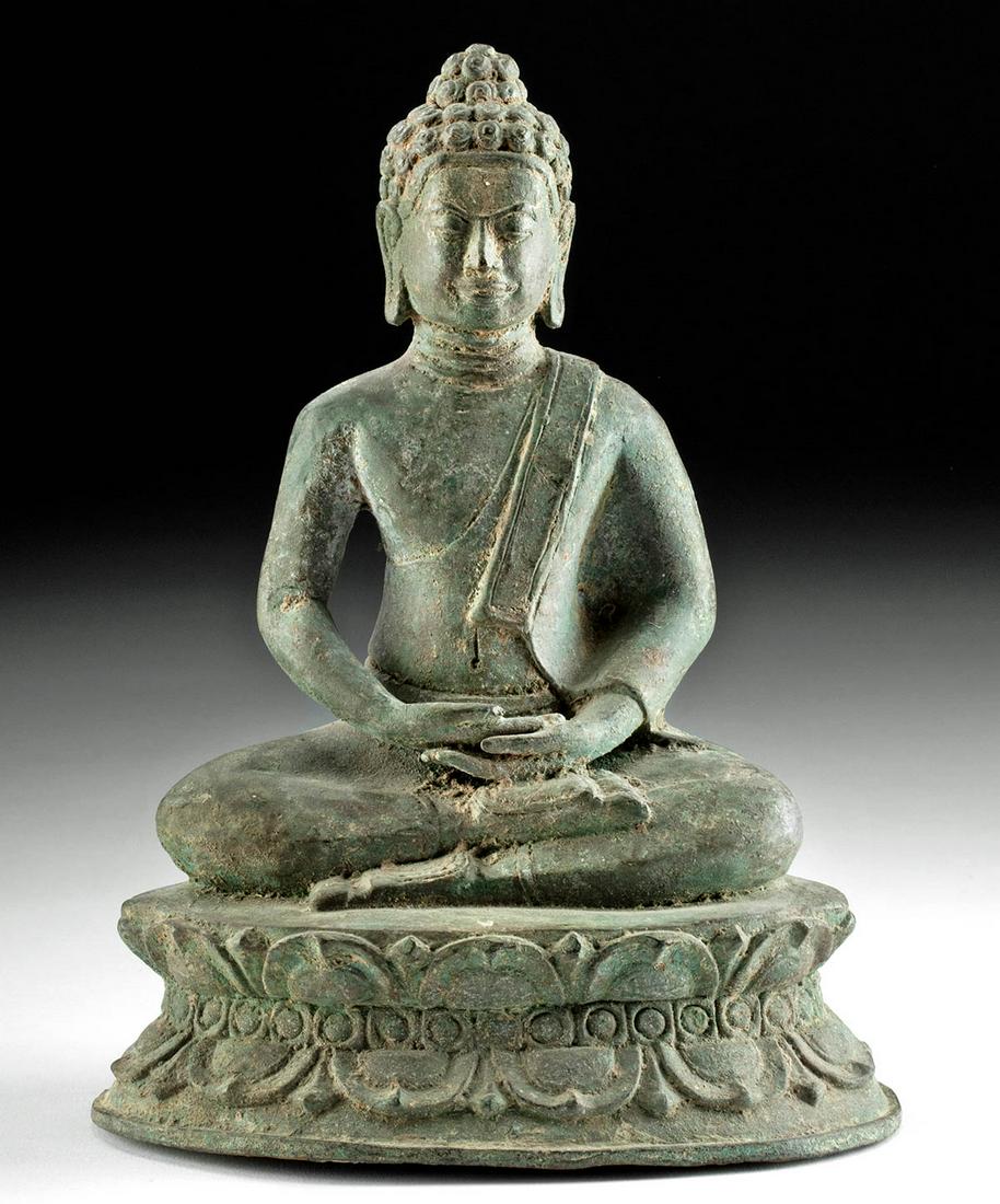 19th C. Thai Brass Seated Buddha, ex-Museum (1 of 4)