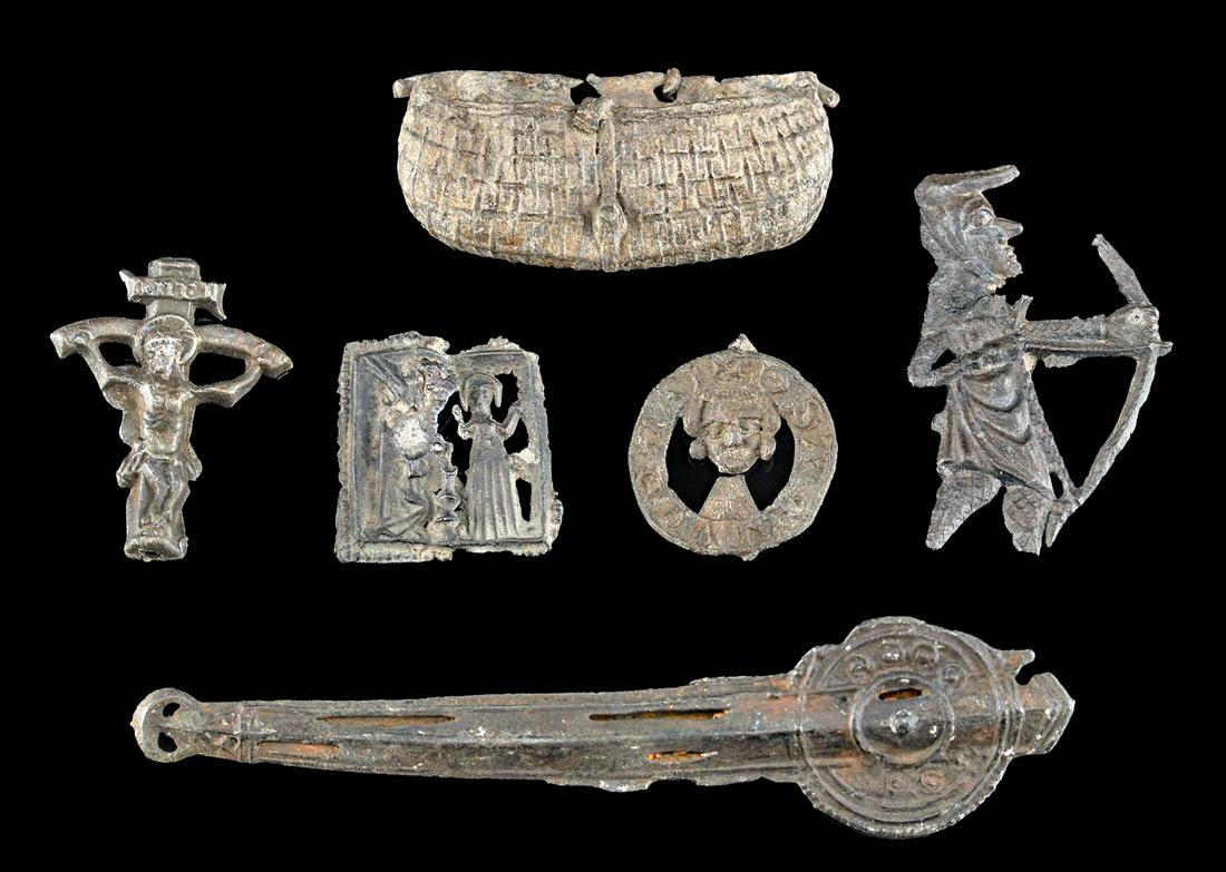 13th C. Medieval English Tin / Pewter Pilgrim's Badges (1 of 2)
