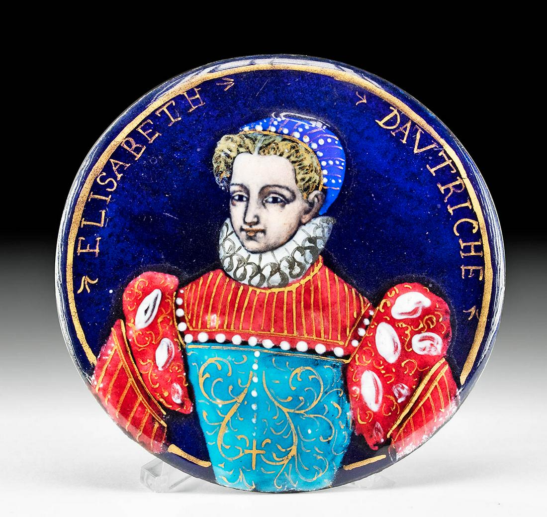 19th C. European Enameled Roundel Elisabeth of Austria (1 of 4)