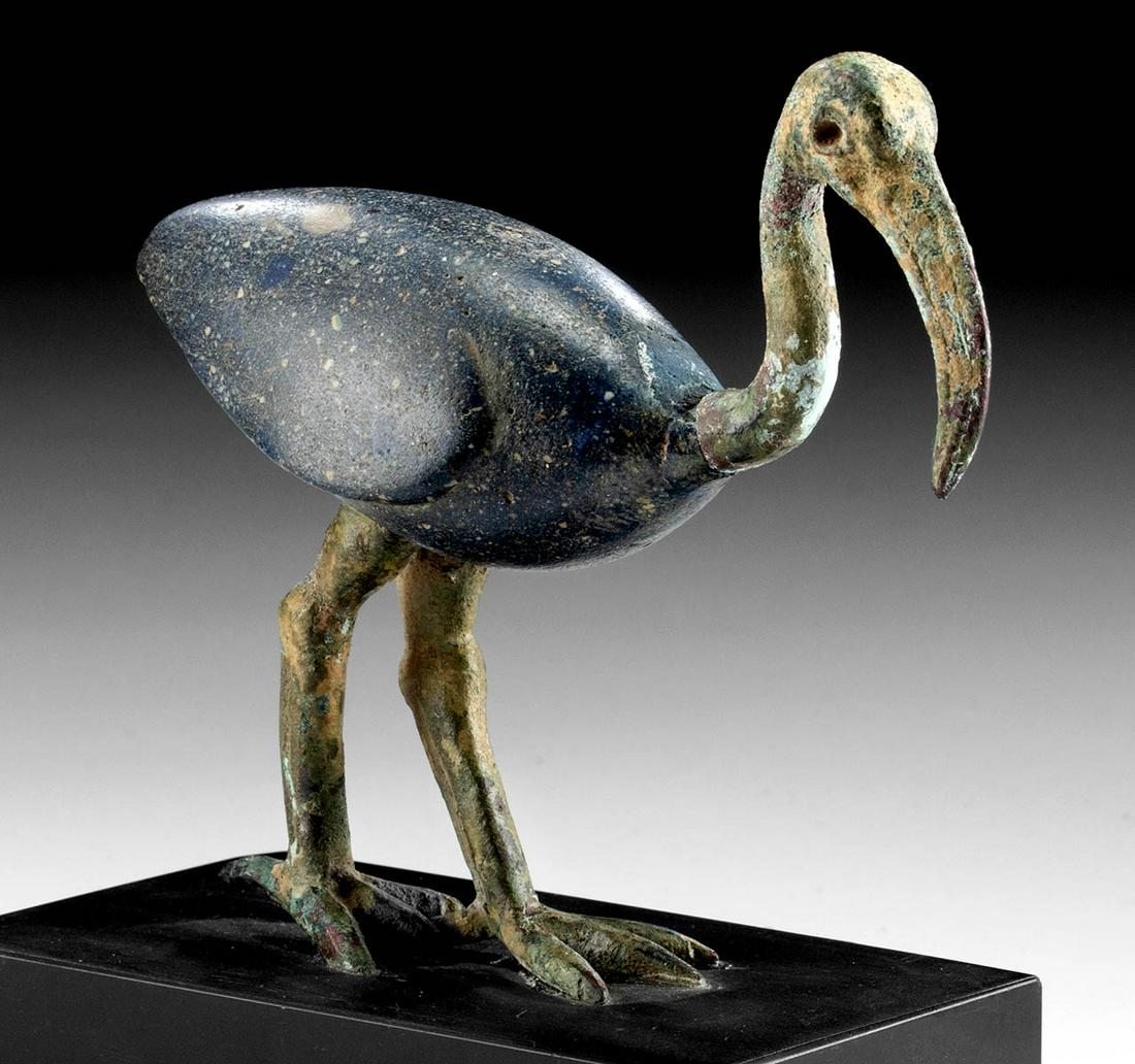 Rare Egyptian Striding Ibis Bronze / Cobalt Blue Glass (1 of 4)