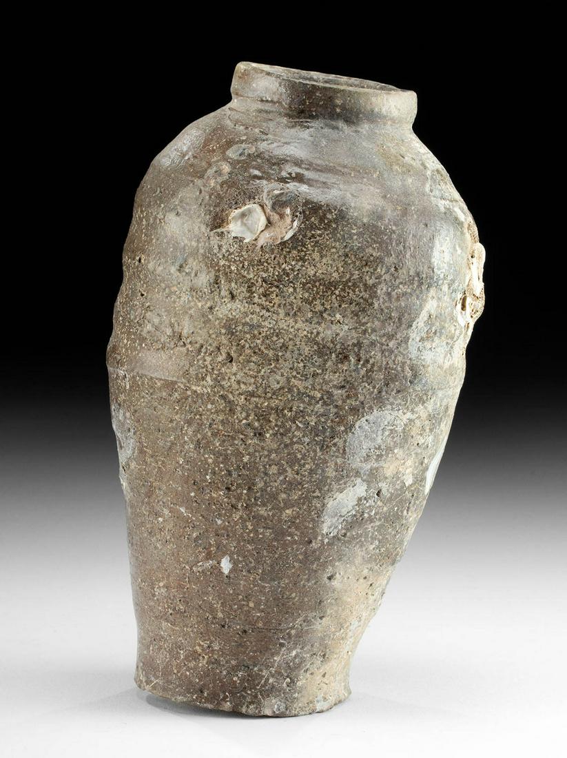 Chinese Ming Grayware Jar, Marine Encrustations (1 of 4)