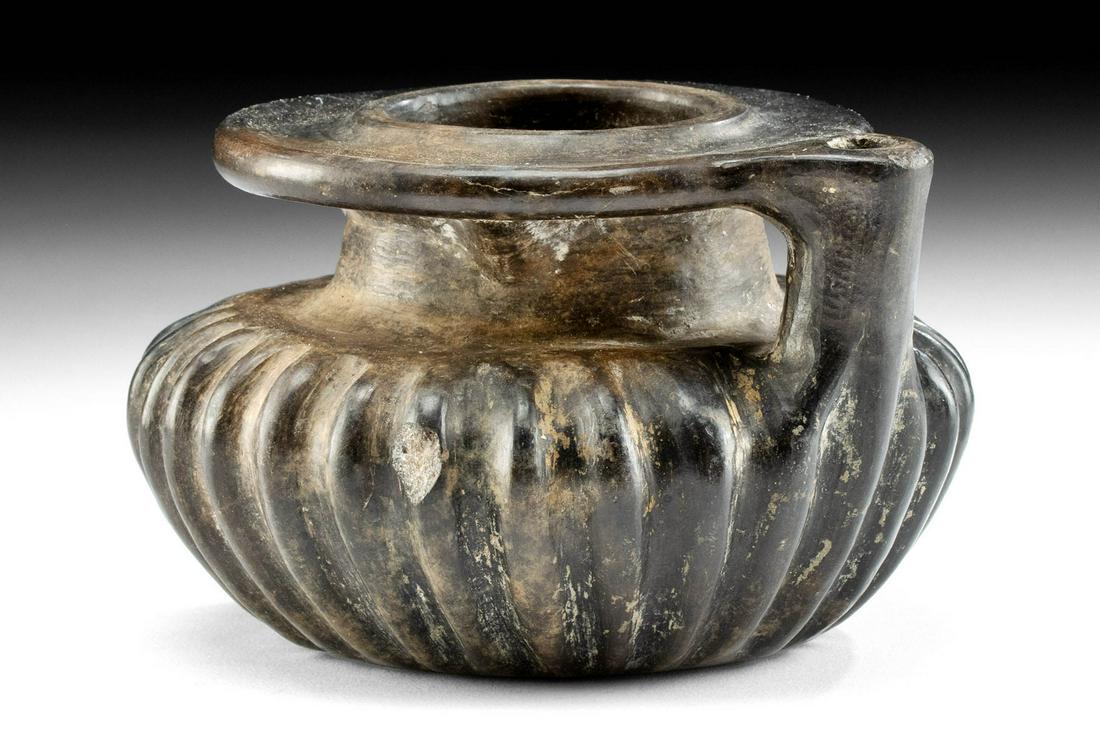 Michoacan Blackware Pottery Ribbed Vessel (1 of 5)