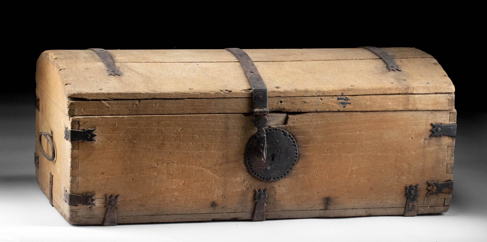 18th C. Spanish Colonial Mexican Wood & Iron Trunk (1 of 3)
