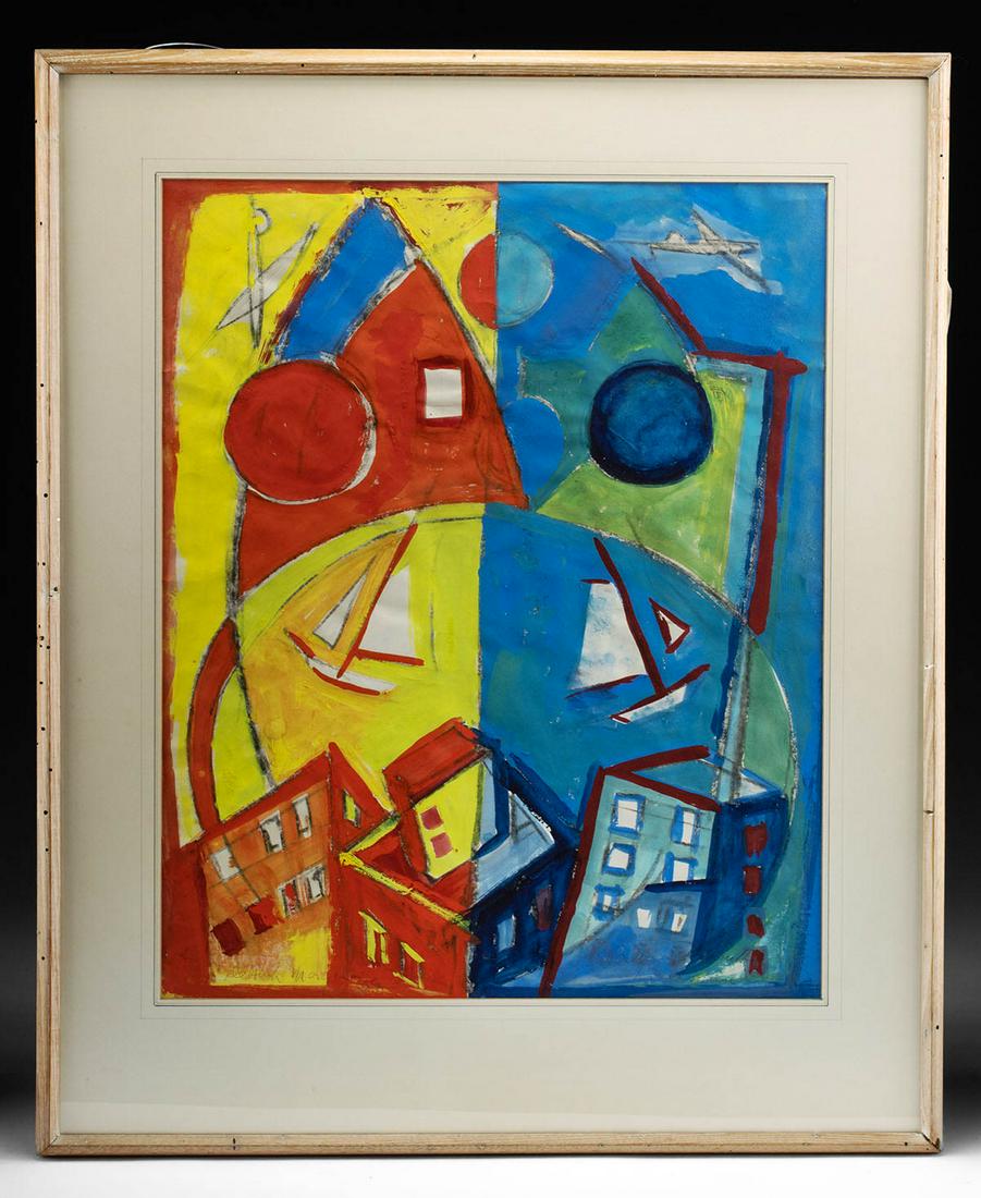 Signed 1959 De Hirsch Margules Abstract Cityscape (1 of 3)