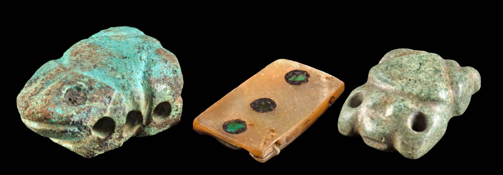 Chimu Turquoise Frog, Greenstone Frog, & Nacre Inlay (1 of 3)