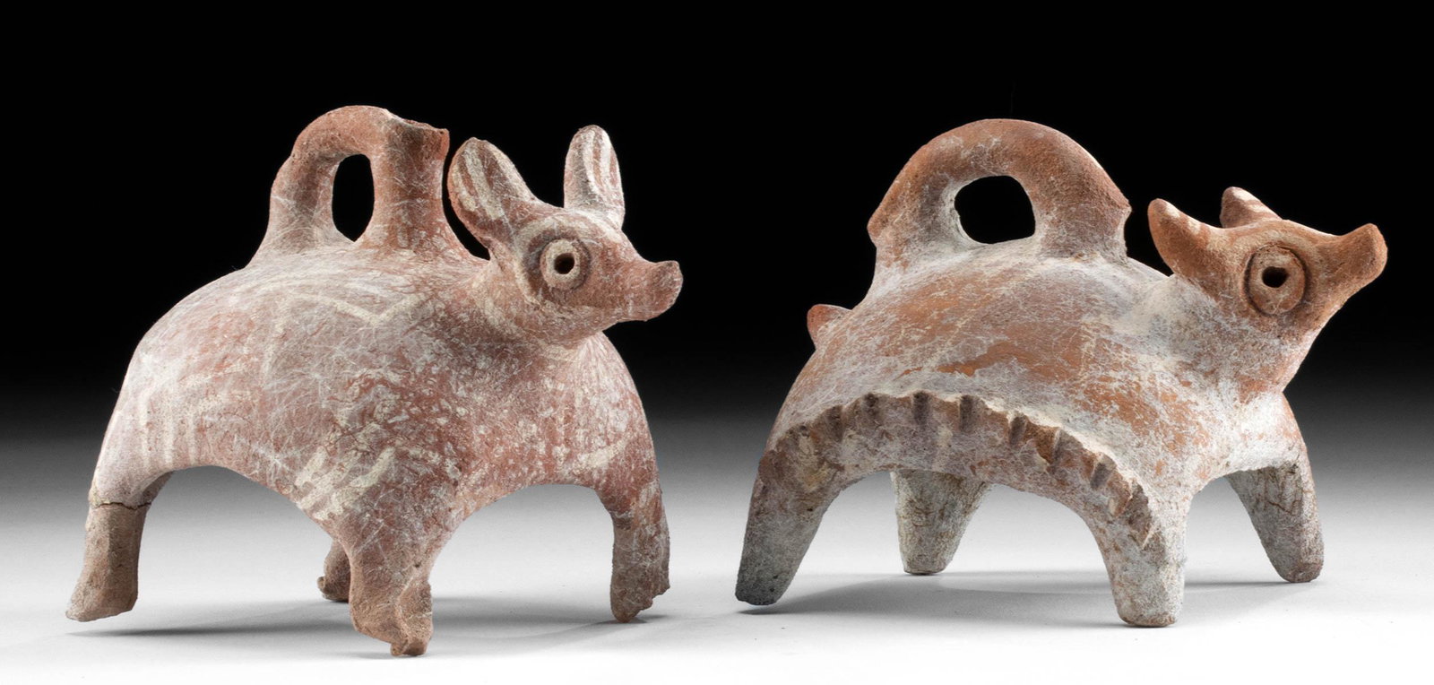 Pair of Colima Pottery Zoomorphic Incensario Lids (1 of 4)