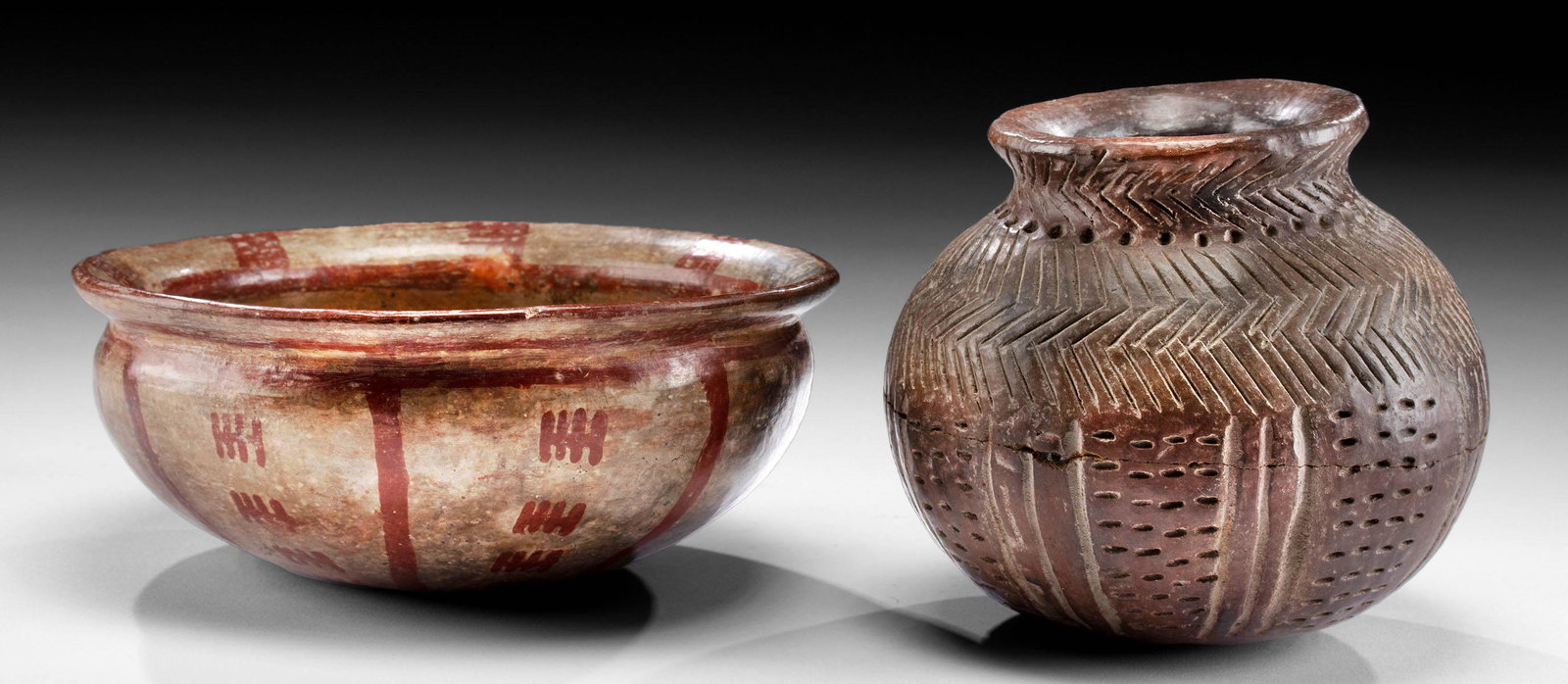 2 Nayarit Pottery Vessels - Bowl & Jar (1 of 4)