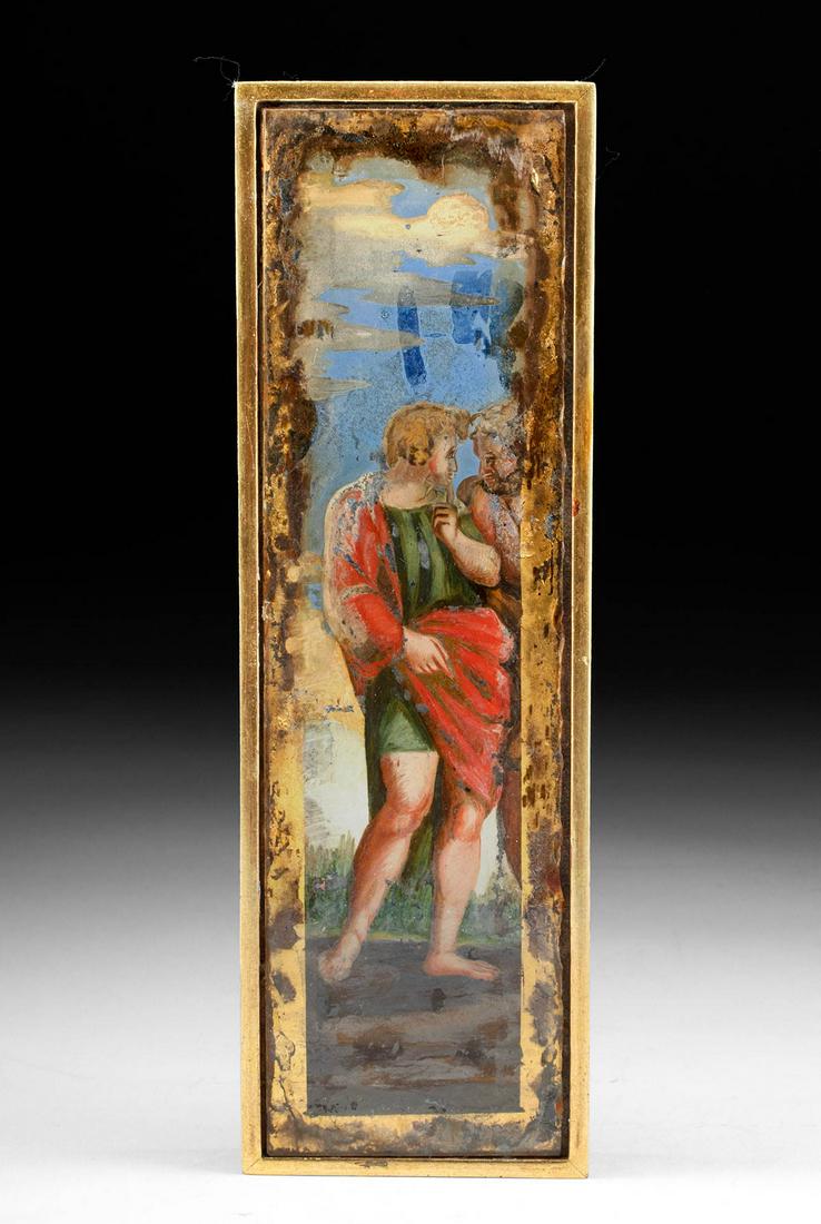 17th C. Italian Reverse Painted Glass, ex-Anthony Quinn (1 of 3)