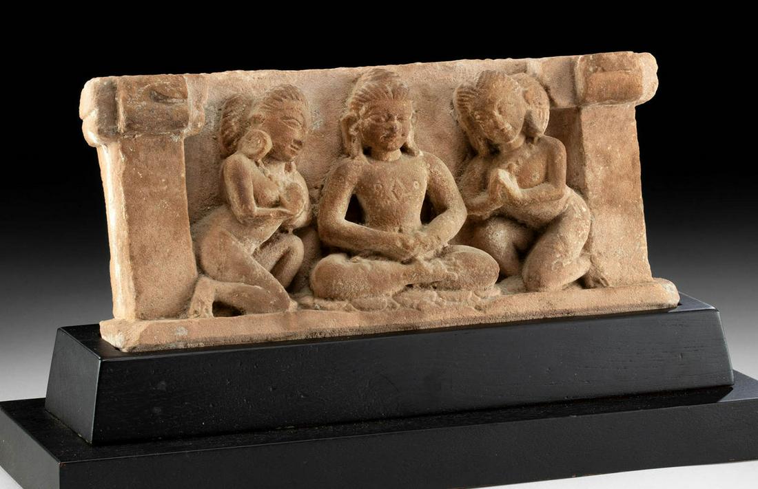 11th C. Indian Rajasthan Sandstone Relief of a Jina (1 of 4)