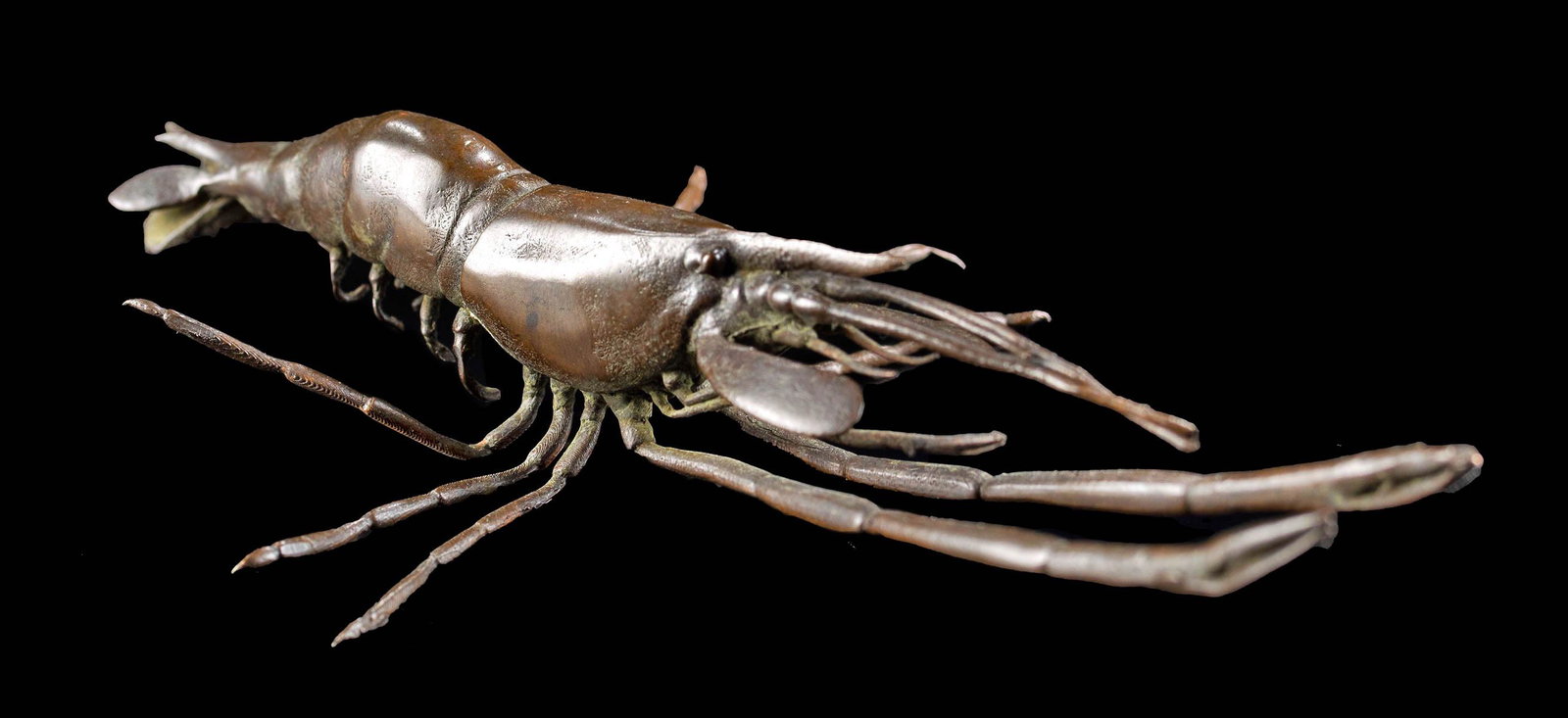 19th C. Japanese Late Edo Brass Lobster Okimono (1 of 3)
