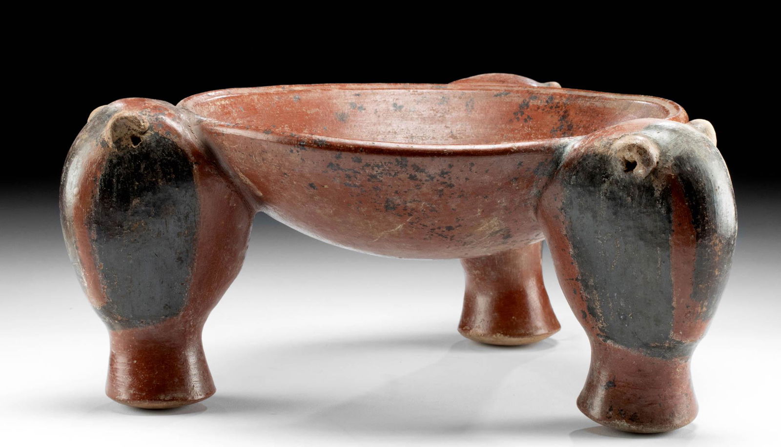 Maya Pottery Tripod Rattle Dish Peccary Heads (1 of 5)