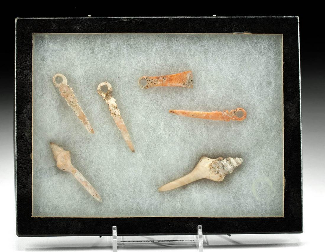 6 Colima Spondylus & Conch Shell Pendants (1 of 2)