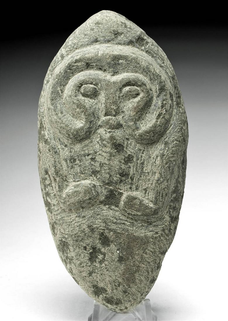 Impressive 15th C. Taino Stone Zemi Ovoid Form (1 of 3)