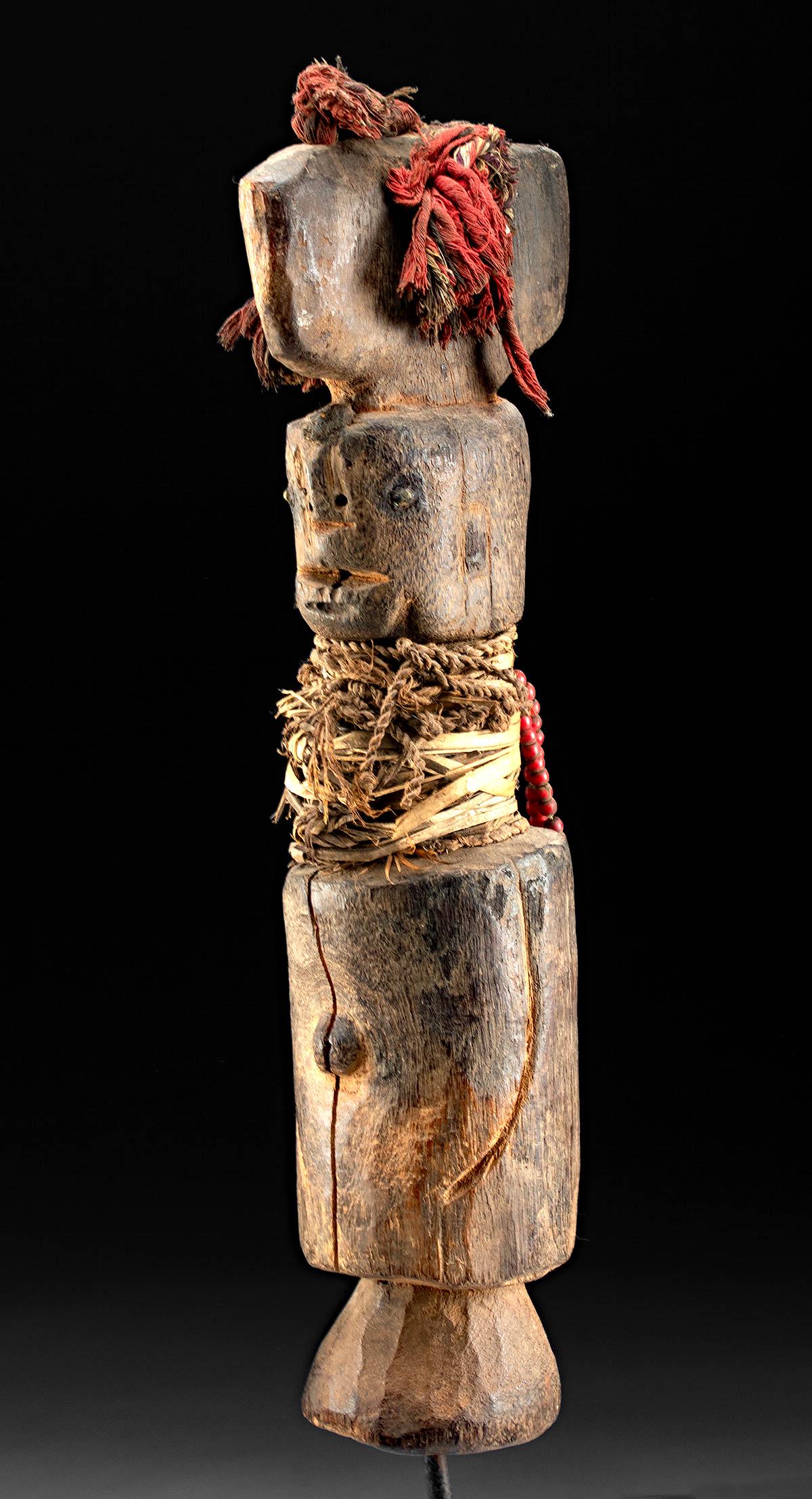 19th C. African Wurkun Wood Wundul Figure w/ Ornaments (1 of 3)