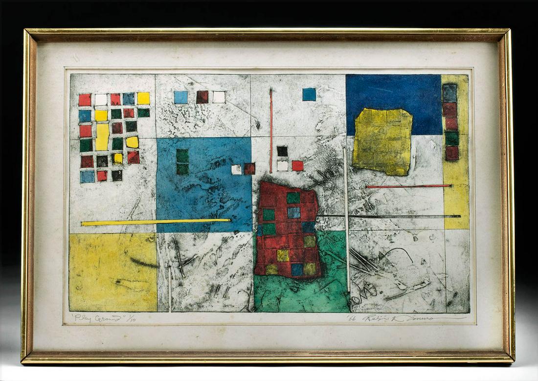 1966 Signed Reiji Kimura Intaglio Etching Color Stencil (1 of 4)