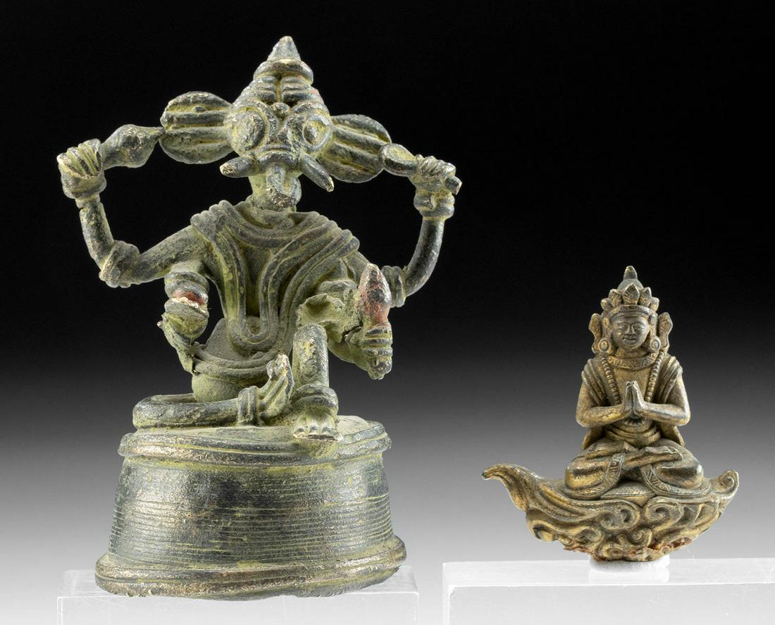 19th C. Indian & Tibetan Brass & Gilt Brass Idols (2) (1 of 3)