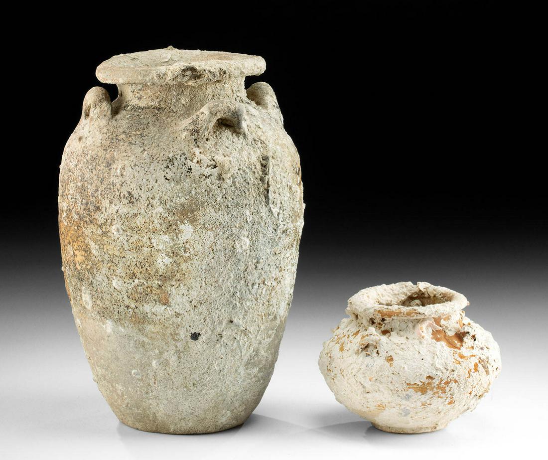 2 Chinese Ming Pottery Jars w/ Marine Encrustations (1 of 4)