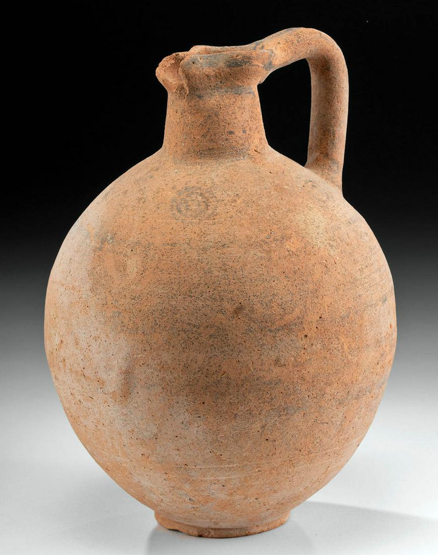 Large Cypriot Terracotta Trefoil Jug w/ Circular Motif (1 of 4)