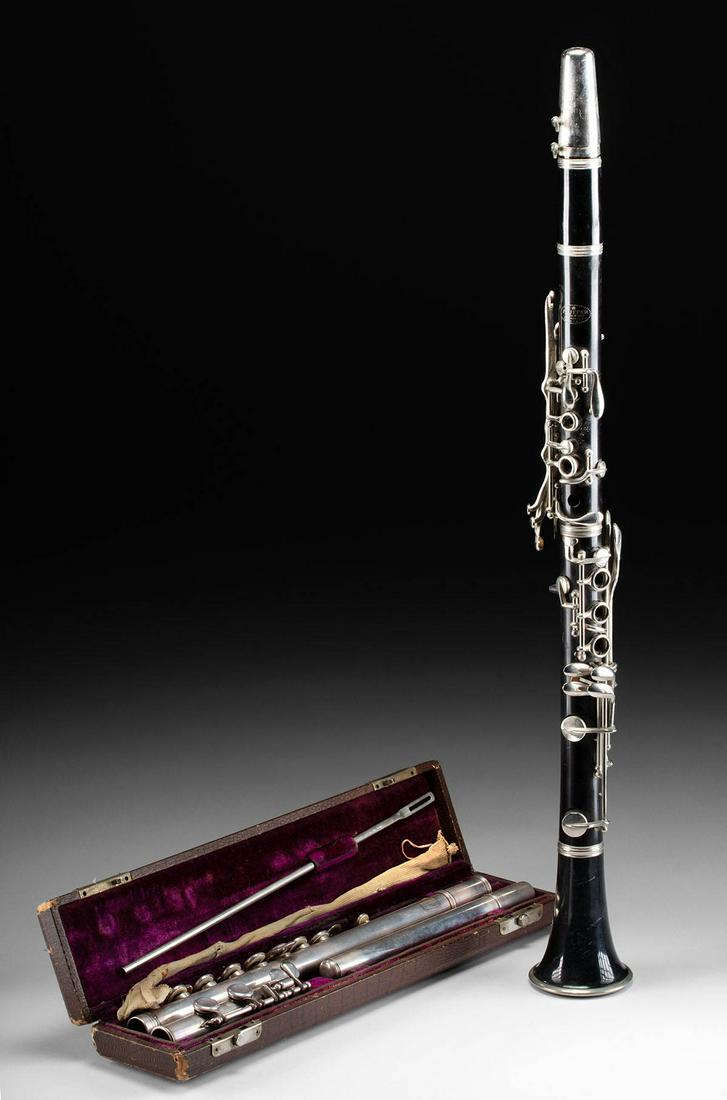 20th C. Italian Silver Plated Flute & USA Clarinet (1 of 4)