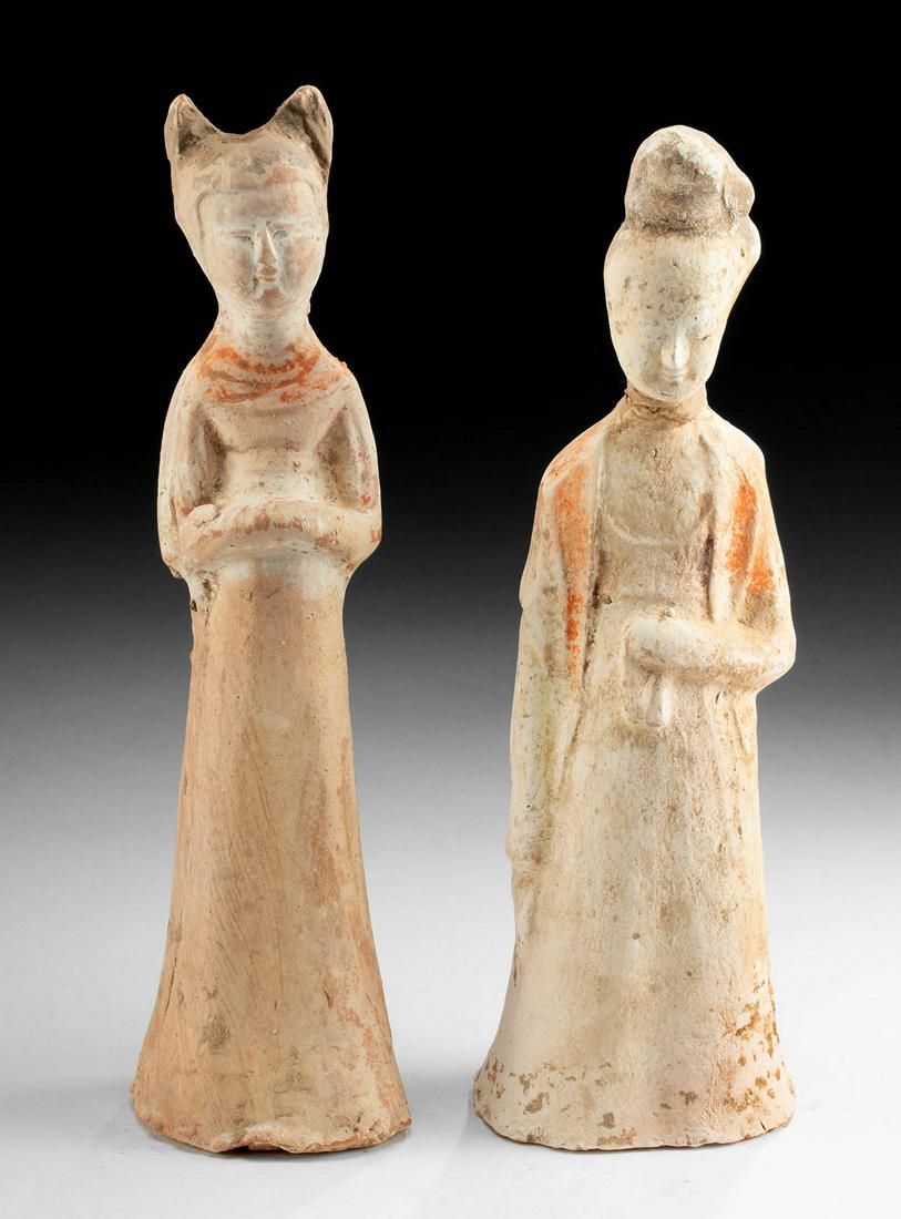 Pair of Chinese Tang Pottery Female Figures, TL Tested (1 of 4)