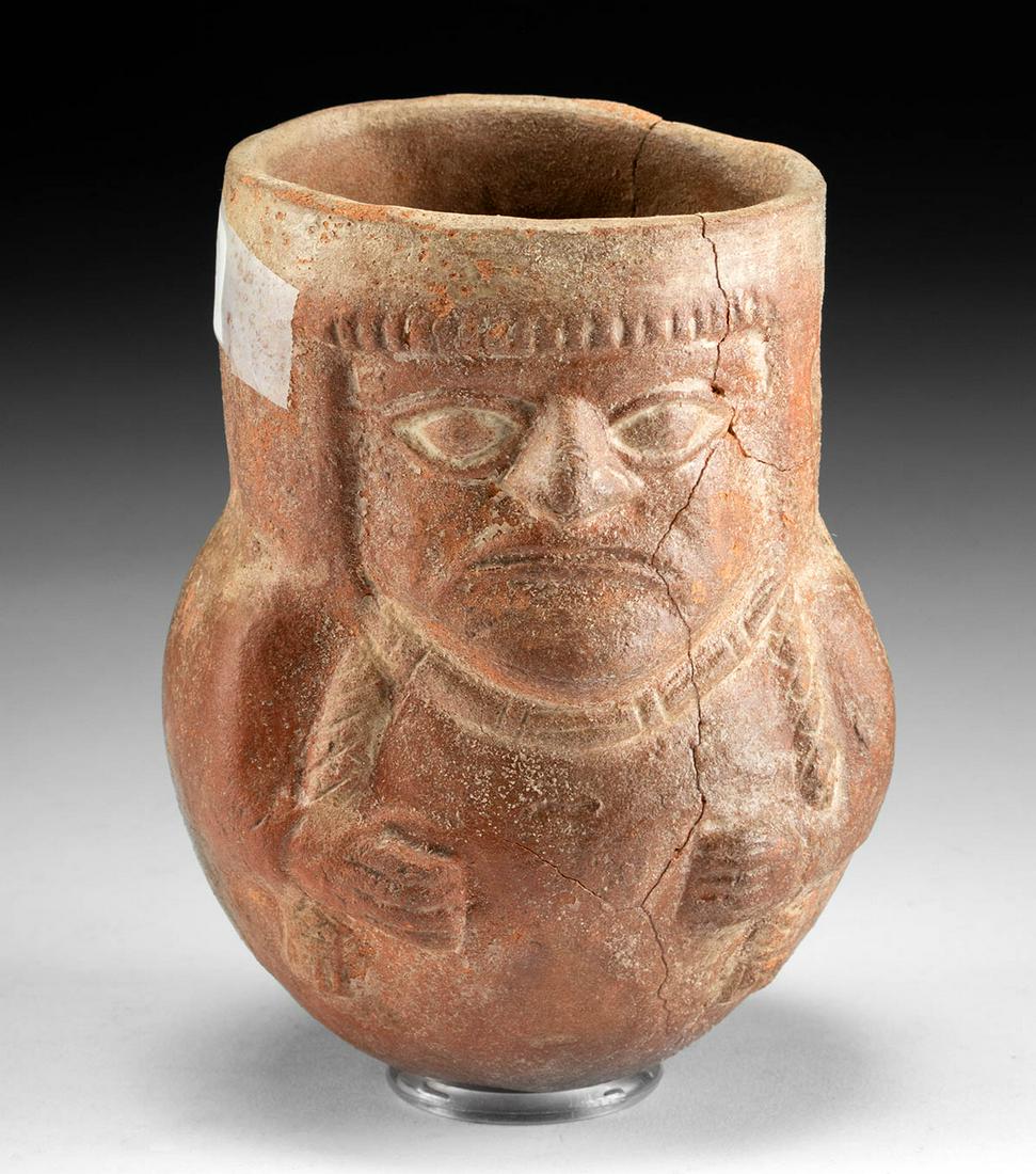 Moche Pottery Figural Beaker Vessel of Warrior (1 of 5)