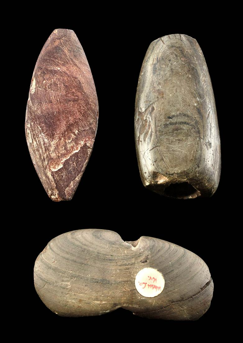 3 Archaic Native American Bannerstones & Gorget Preform (1 of 2)