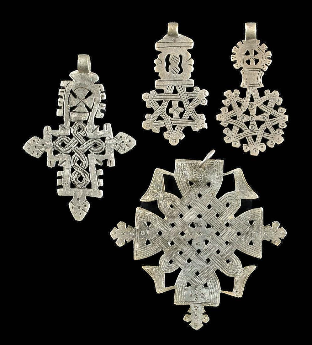 20th C. Ethiopian Coptic Silver, Nickel Silver Pendants (1 of 2)