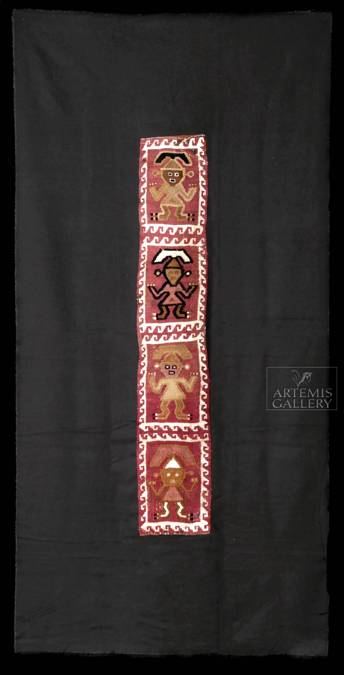 Chimu Polychrome Textile Panel - Nayalam the Creator: **Originally Listed At $2200** Pre-Columbian, North Coast Peru, Chimu, ca. 1100 to 1470 CE. A gorgeous textile panel comprised of tightly woven camelid (alpaca or llama wool) fibers in a palette of ea
