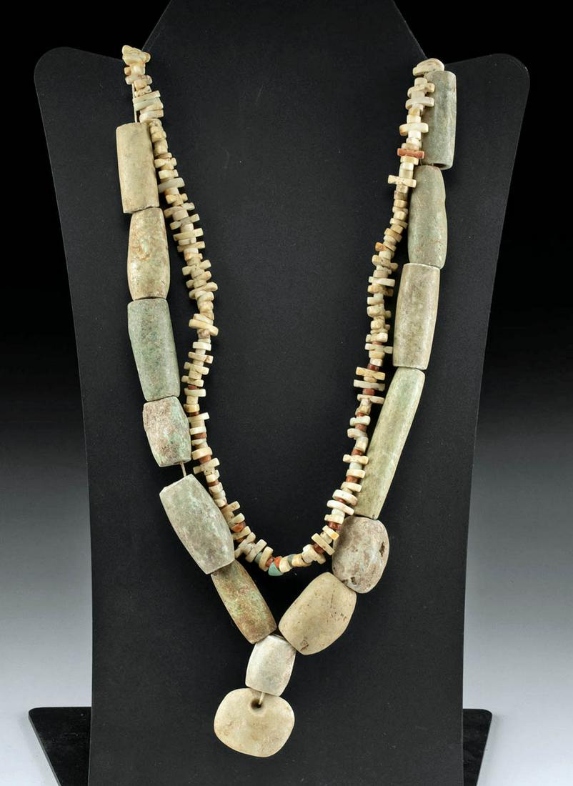 Colima Shell Bead Necklace + Mezcala Stone Bead Strand (1 of 4)