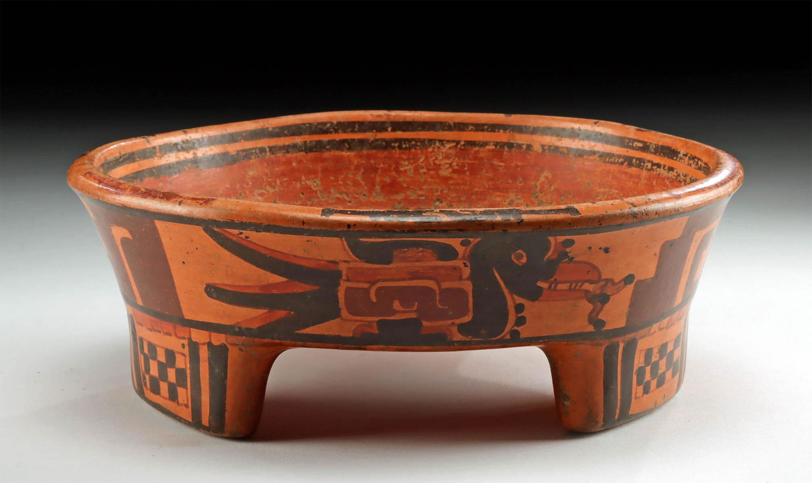 Maya Ulua Valley Polychrome Tripod Vessel W/ Birds