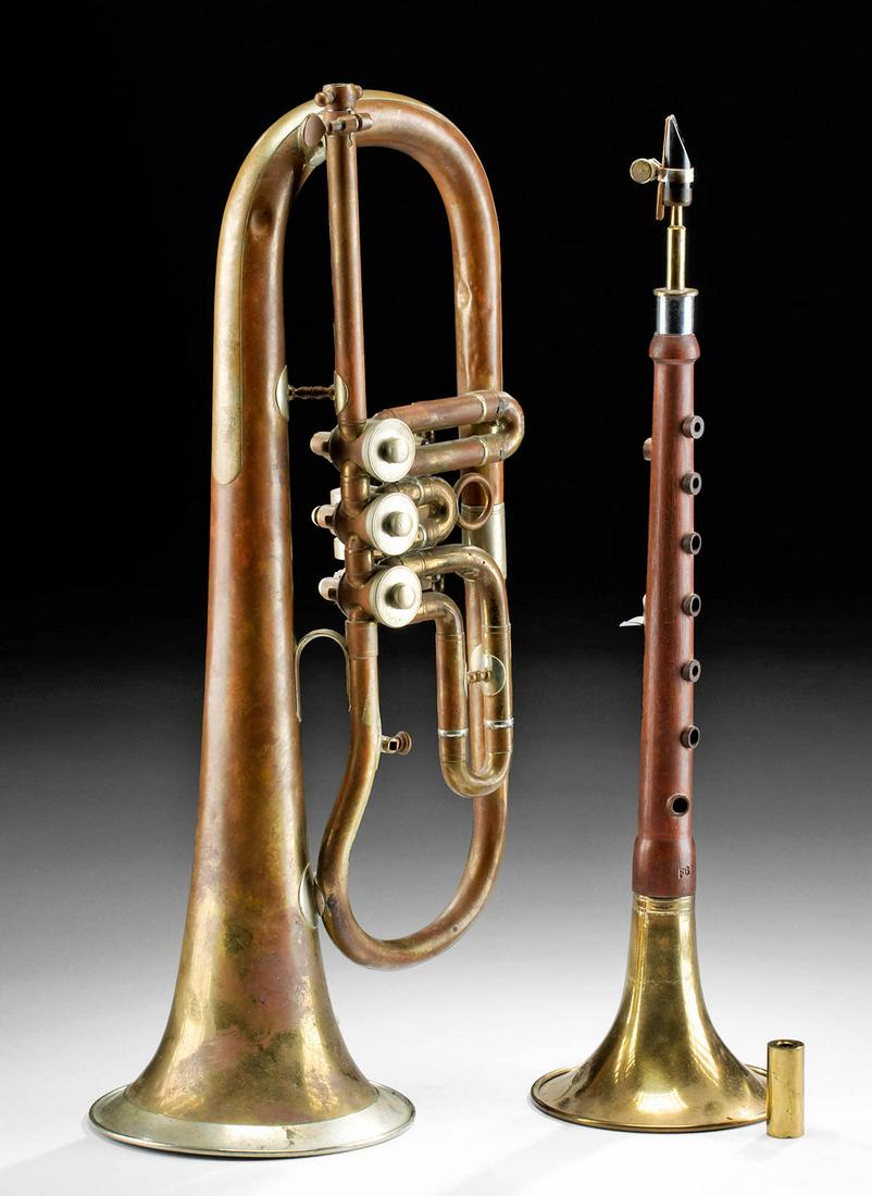 19th C. German Flugelhorn + 20th C. Chinese Wood Souna (1 of 5)